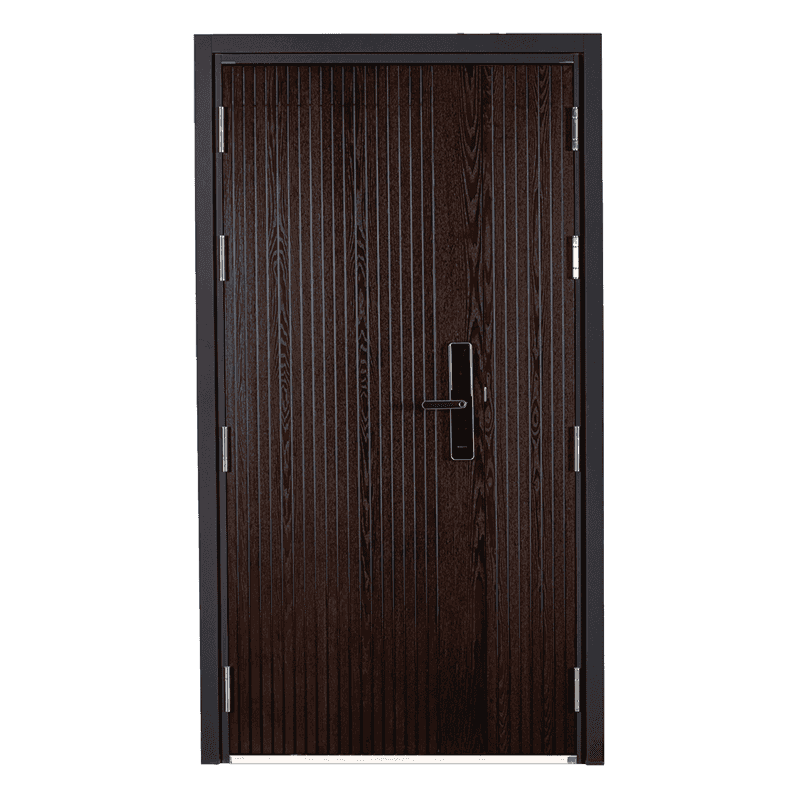 70 cadre en dentelle-pro acier-bois grain vertical (sans boucle) porte d'entrée blindée acier-bois ouverte en bois